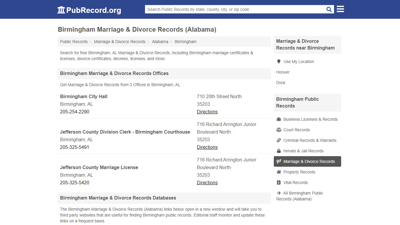 Birmingham Marriage & Divorce Records (Alabama)